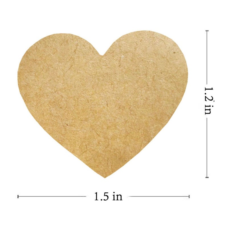 Hcode Love Heart Shape Natural Kraft Permanent Adhesive Label 1.5'' Labels of Paper 500 Stickers per Roll (Heart, Kraft) - Image 3